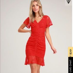 Lulu’s Harlow Red Ruched Bodycon Dress XL